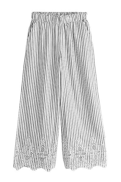 Next Palazzohose Gestreifte Hose mit Lochstickerei und weitem Bein (1-tlg) günstig online kaufen