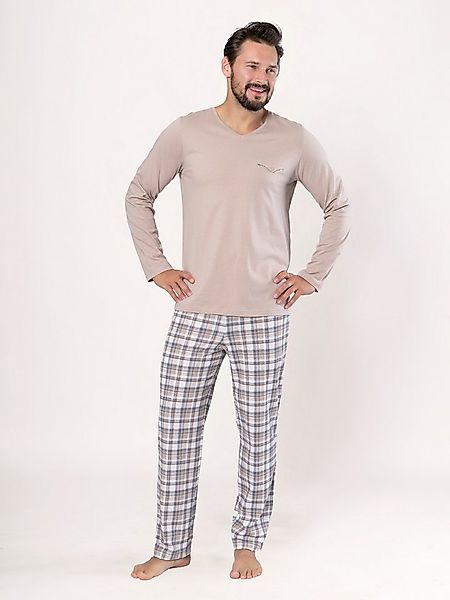 HOTBERG Pyjama langer Schlafanzug aus Baumwolle Karo-Pyjamahose, Made in EU günstig online kaufen
