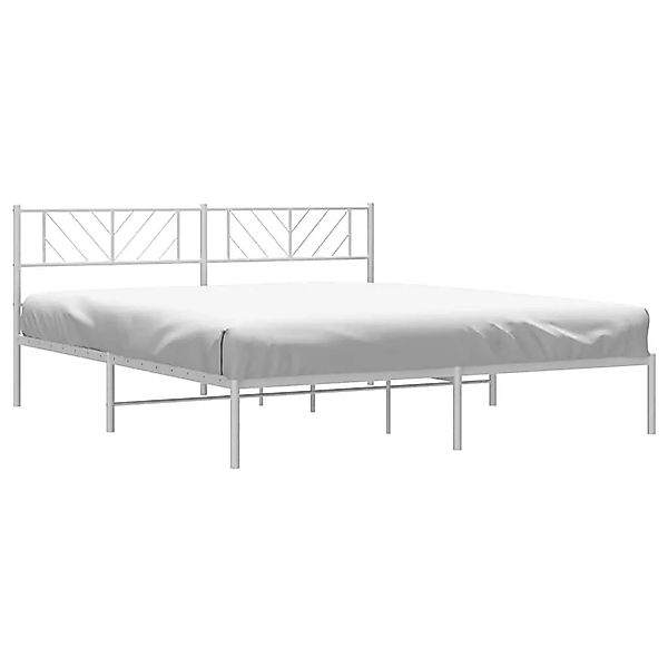 vidaXL Bettgestell mit Kopfteil Metall Weiß 193x203 cm 372234 günstig online kaufen