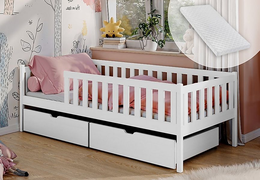 Kids Collective Kinderbett mit Rausfallschutz, Lattenrost und optionaler Ma günstig online kaufen