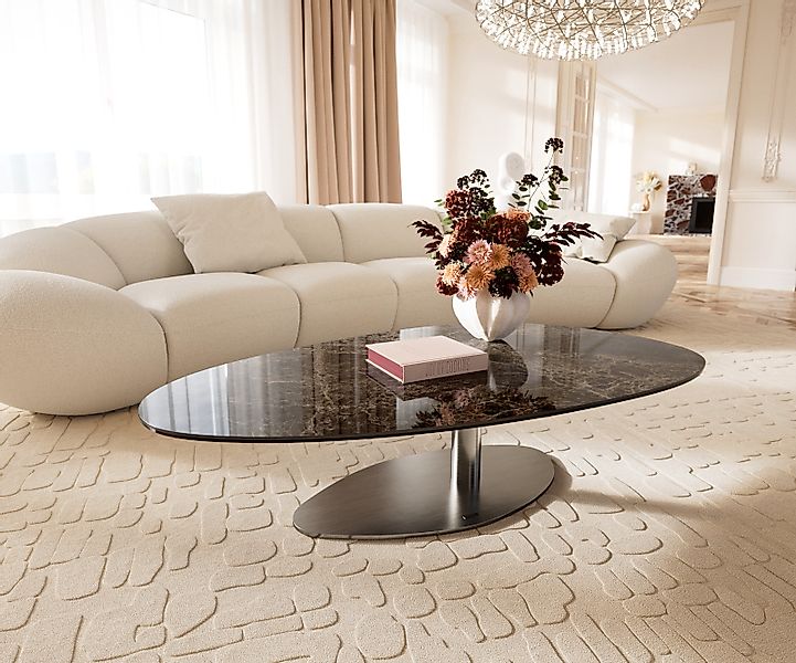Couchtisch Edge Oval 140x75 cm Keramik Laminam® Emperador Extra Lucidato Du günstig online kaufen