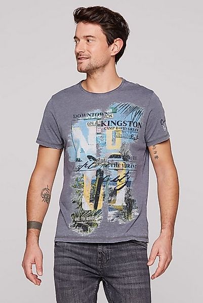 CAMP DAVID Rundhalsshirt mit offener Kante am Ausschnitt günstig online kaufen