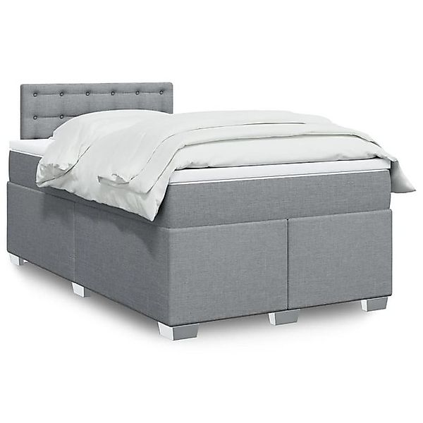 vidaXL Boxspringbett, Boxspringbett mit Matratze Hellgrau 120x190 cm Stoff günstig online kaufen