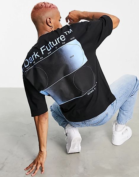 ASOS Dark Future – Oversize T-Shirt in Schwarz mit Grafik am Rücken und Log günstig online kaufen