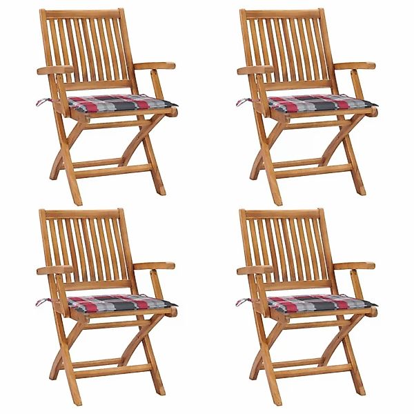 Klappbare Gartenstühle Mit Kissen 4 Stk. Massivholz Teak günstig online kaufen