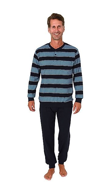 Normann Pyjama Normann Herren Schlafanzug lang mit Bündchen und Knopfleiste günstig online kaufen