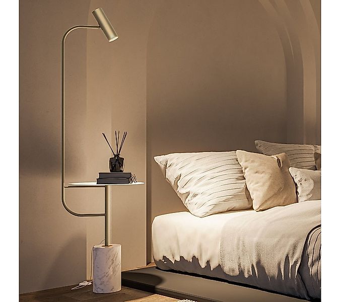 Neona Stehlampe ARTEMIS Gold, Bewegliches Leuchtelement, GU10 6W, Warmweiß günstig online kaufen