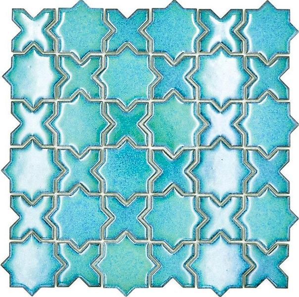 Mosani Mosaikfliesen Stern Mosaikfliese Keramik Mosaik Vintage Retro grün g günstig online kaufen