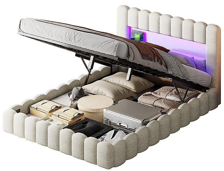 FUROKOY Polsterbett LED bett mit kopfteil günstig online kaufen