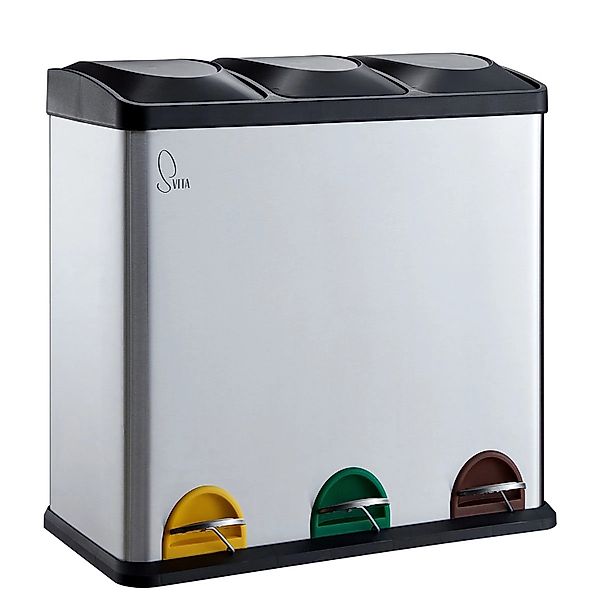 Svita TC3X20 Treteimer Abfalleimer Mülleimer Mülltrennung Edelstahl 60L Sil günstig online kaufen