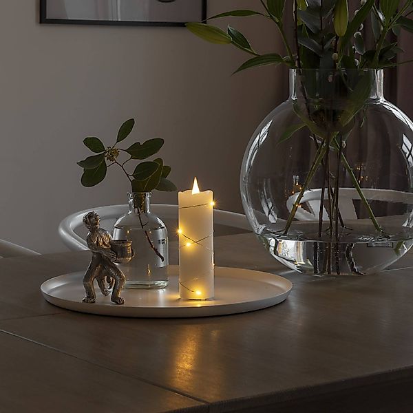 Konstsmide LED-Echtwachskerze 3D-Flamme Silberdraht und Timer Ø 5 x 12,7 cm günstig online kaufen