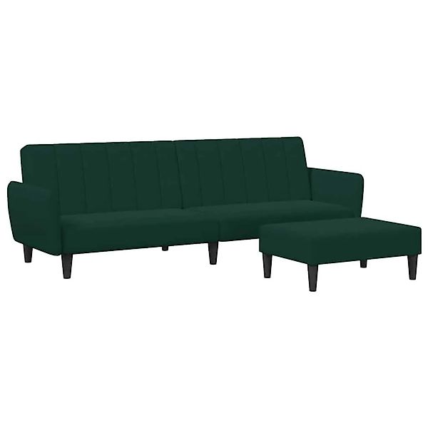 vidaXL Schlafsofa 2-Sitzer mit Fußhocker Dunkelgrün Samt 3216252 günstig online kaufen