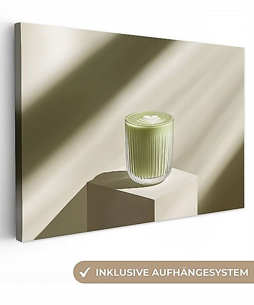 OneMillionCanvasses® Leinwandbild Matcha - Glas - Grün - Minimalistisch, Fo günstig online kaufen