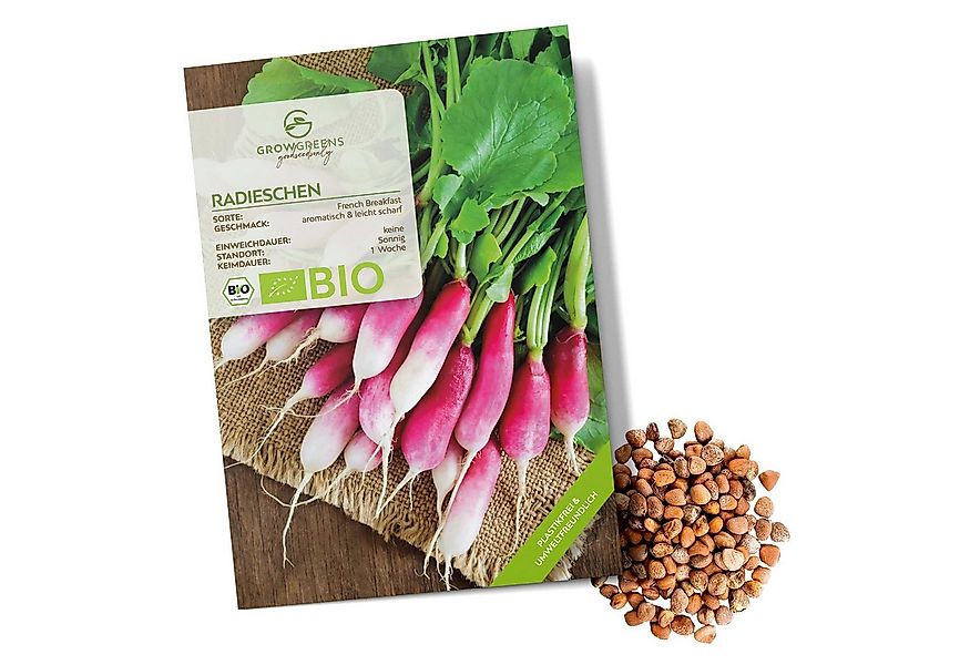 Growgreens Gemüsesamen BIO Radieschen Samen (French Breakfast) - Radieschen günstig online kaufen