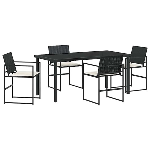 vidaXL Garten Essgruppe 5-Tlg Schwarz Poly Rattan 3379331 günstig online kaufen