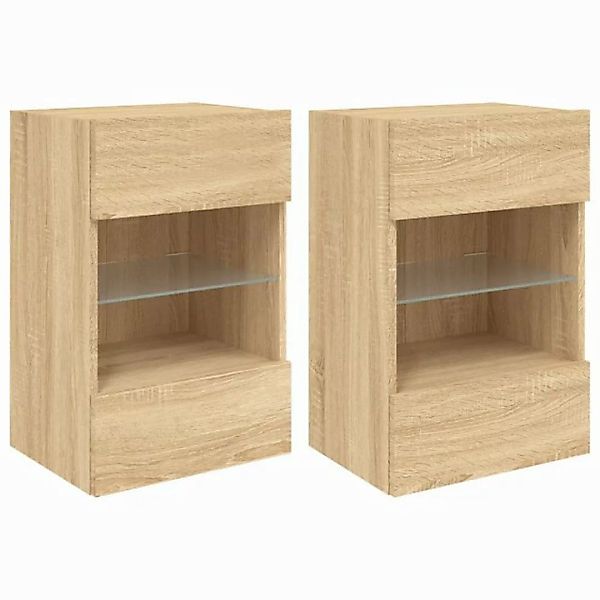 vidaXL TV-Schrank Hängeschrank TV Wandschränke mit LED Leuchten 2 Stk Sonom günstig online kaufen