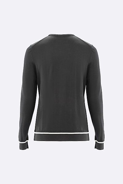 Rundhalspullover aus merzerisierter Merinowolle mit Farbdetail günstig online kaufen