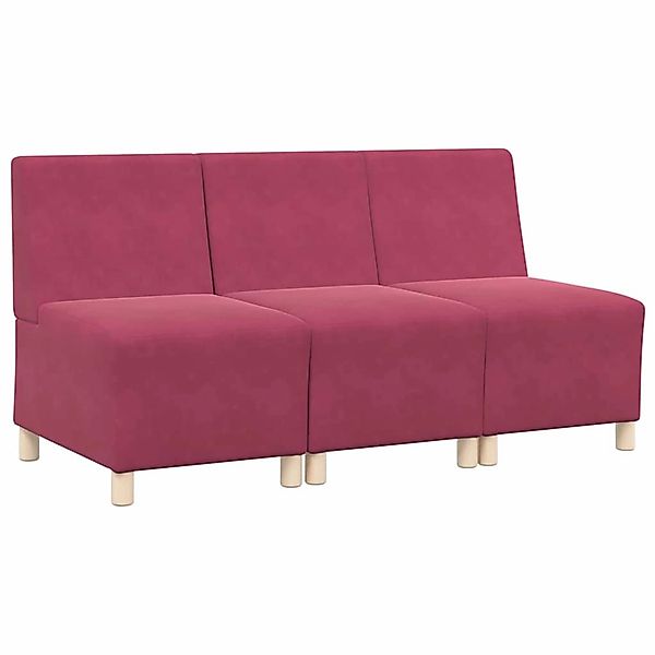 vidaXL Modulares Sofa ohne Armlehnen 3 Stk Weinrot 55 x 74 x 82 cm Samt 339 günstig online kaufen