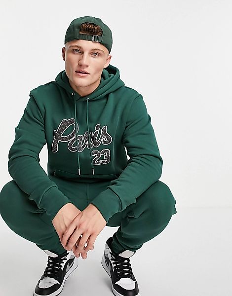 Nike – Jordan – Paris Saint-Germain – Fleece-Kapuzenpullover in Grün mit au günstig online kaufen