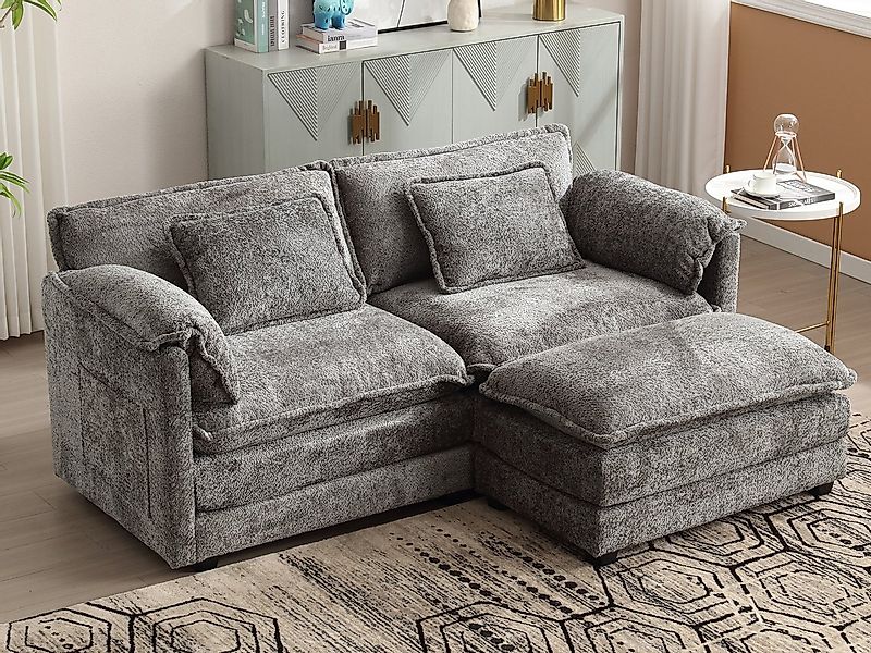 KLAM HOME Sofa Loungesofa Modernes 2-Sitzer-Sofa mit Fußstütze 2 Kissen & S günstig online kaufen