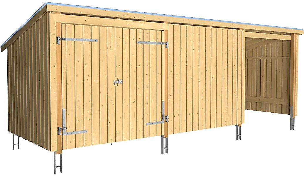 PLUS Gartenhaus "Multi" Gartenhaus 14 m², Doppeltür und Wand, Dachpappe/Alu günstig online kaufen