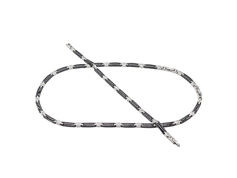 ELLAWIL Edelstahlketten-Set Halskette Armband aus schwarzer Keramik mit sil günstig online kaufen