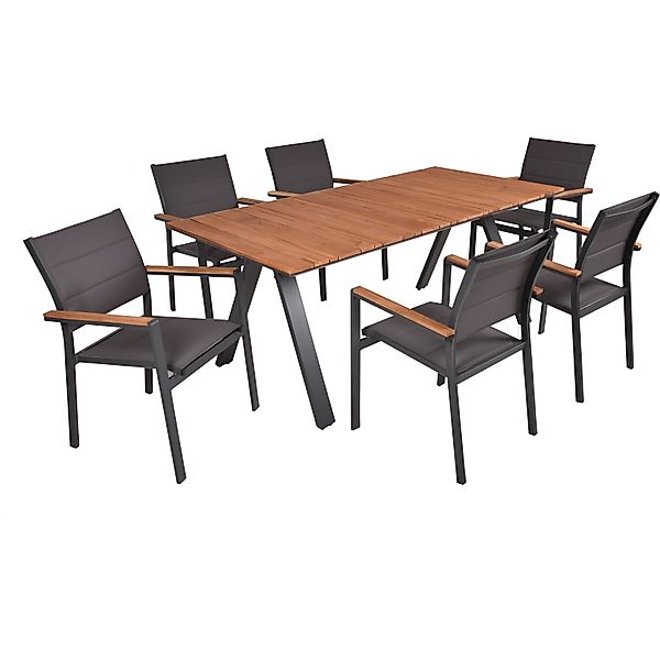 Garden Pleasure Gartenmöbel-Set Set-03 Davin 7-teilig Schwarz-Braun FSC® günstig online kaufen