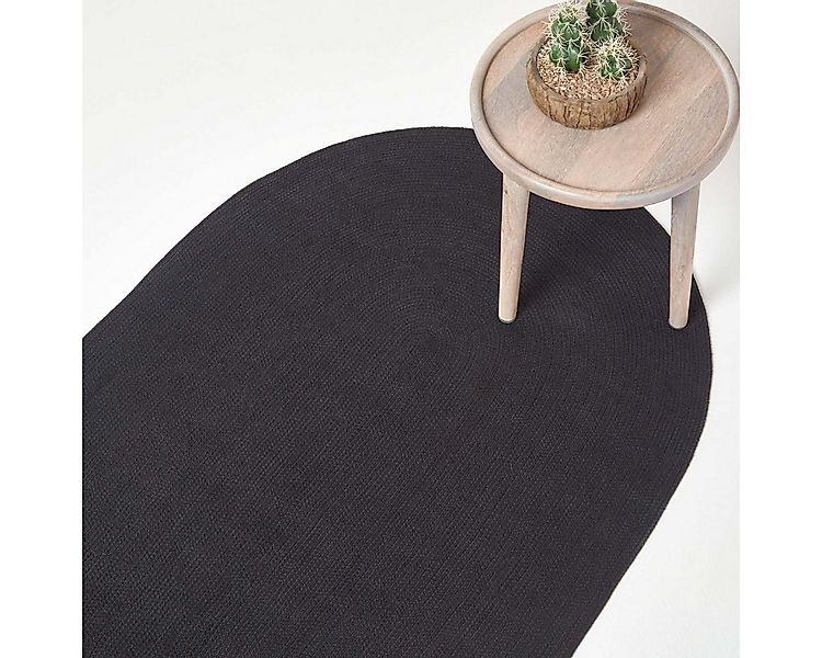 Homescapes Teppich Handgewebter geflochtener Teppich in Schwarz, 50 x 80 cm günstig online kaufen