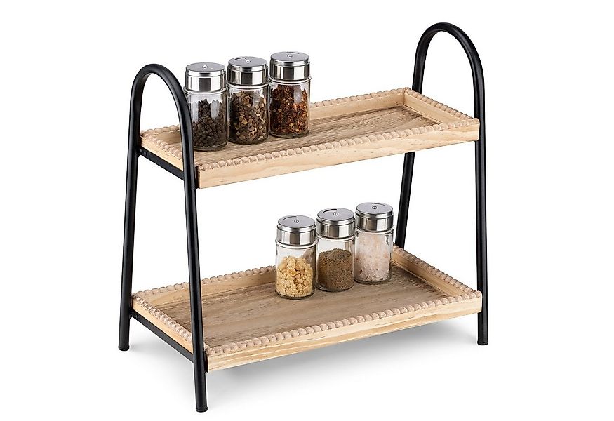 Navaris Duschablage 2 Etagen Standregal aus Holz - Vintage Serviertablett G günstig online kaufen