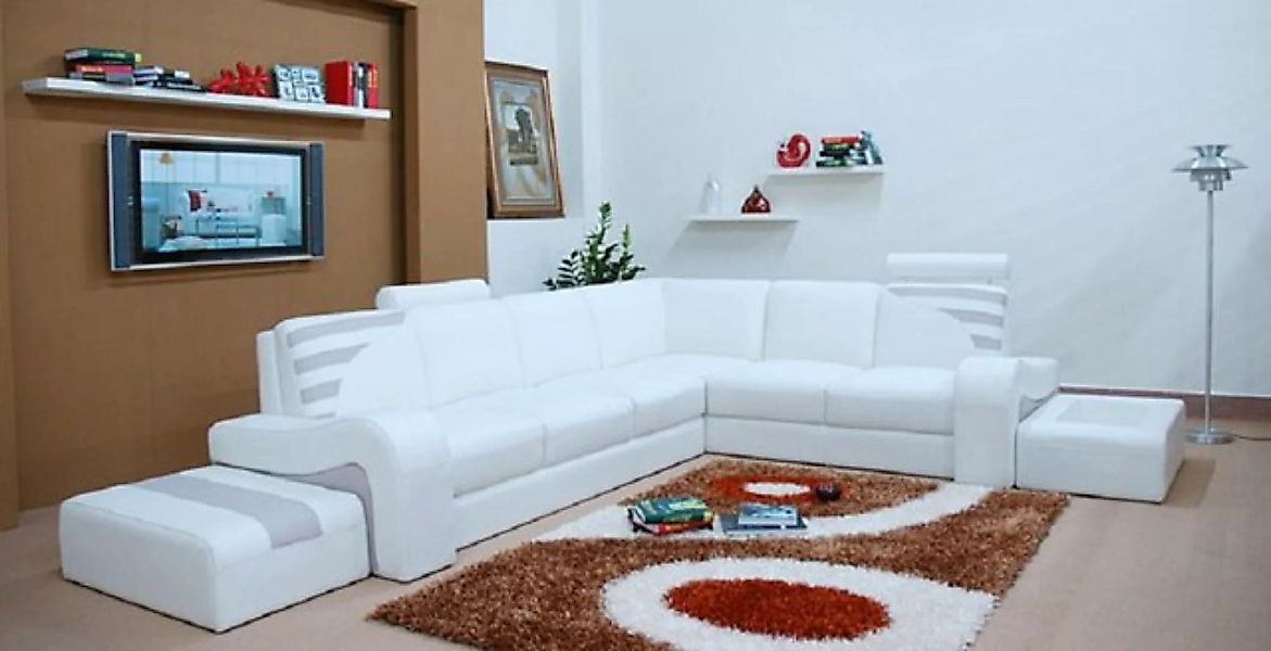 JVmoebel Ecksofa, Moderne Sofa L Form Polster Sitz Ecke Couch + Hocker Wohn günstig online kaufen