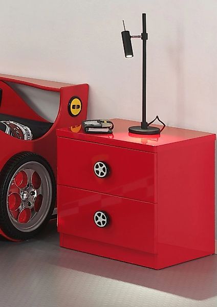 Vipack Nachtkommode "Monza, MDF glänzend rot lackiert, 2 Schubladen", (B/H/ günstig online kaufen