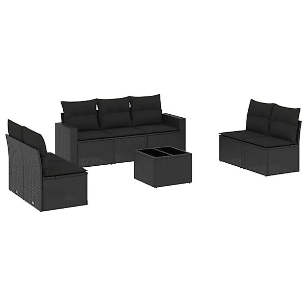 vidaXL 8-Tlg Garten-Sofagarnitur mit Kissen Schwarz Poly Rattan 3251172 günstig online kaufen