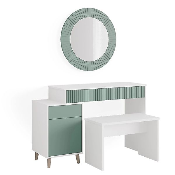 Vicco Schminktisch Arles Grün/Weiß 120 cm mit Bank günstig online kaufen