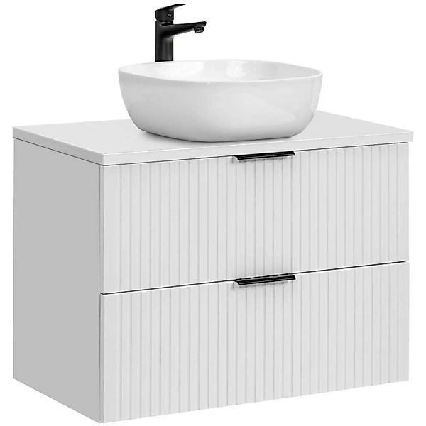 Badmöbel Waschtisch Unterschrank Set 80 cm matt weiß, 2 Softclose Schubkäst günstig online kaufen