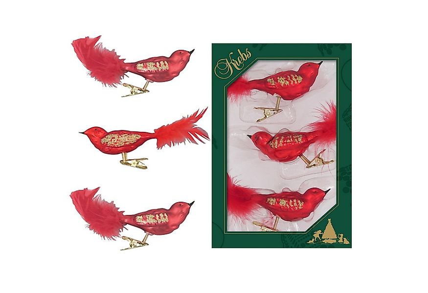 Krebs Glas Lauscha Christbaumschmuck Glasdekoration 3er Set - Vögel auf Cli günstig online kaufen