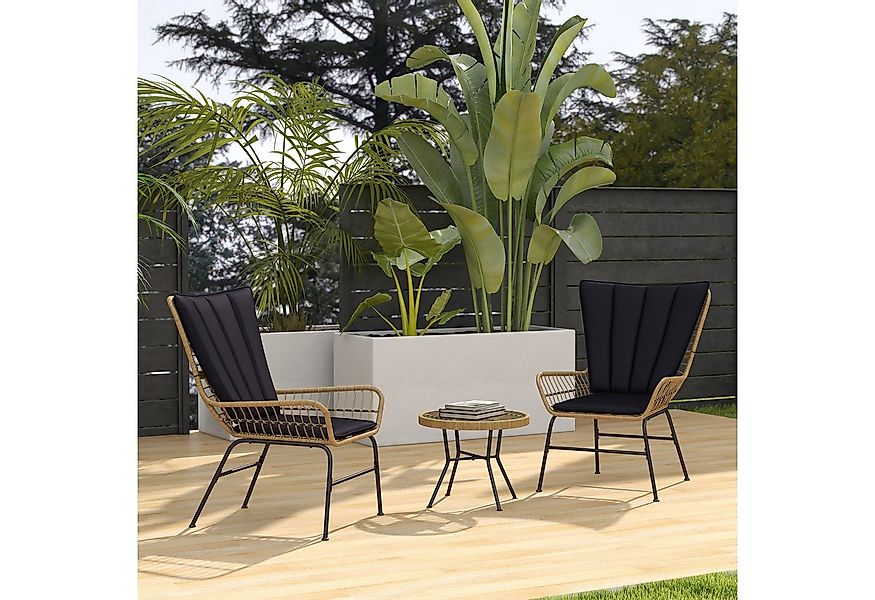 Outsunny Sitzgruppe Gartenmöbel-Set mit 2 Stühlen, Beistelltisch, (Bistro-S günstig online kaufen