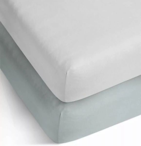 Aspero® 2 x Bambus Spannbettlaken Macau Bettlaken blau/weiß Gr. 90-100 x 20 günstig online kaufen