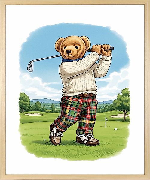 queence Bild mit Rahmen "Vintage Teddy Bär in Golf Club" Bär  Bären  Fashio günstig online kaufen