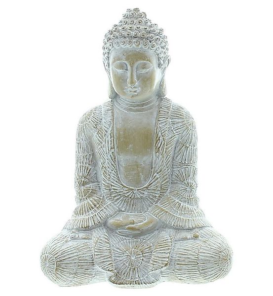 Dekoleidenschaft Buddhafigur "Ruhe" Dekofigur Buddha aus Polyresin, weiß ge günstig online kaufen