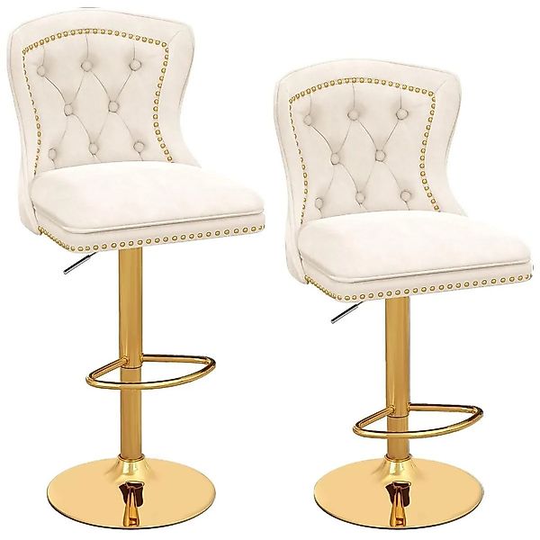 Costway 2er Set Barhocker mit Rückenlehne & Metallfuß für Zuhause Beige günstig online kaufen