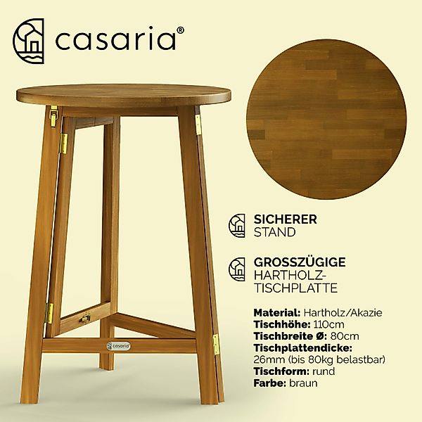 Casaria Stehtisch Akazie (1-St), Hartholz Klappbar günstig online kaufen