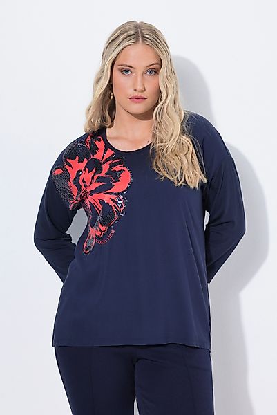 Ulla Popken T-Shirt Shirt Blüten-Applikation Oversized günstig online kaufen