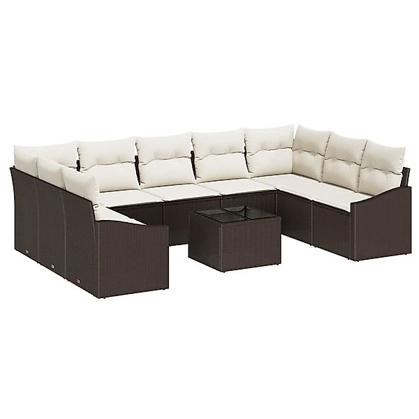 vidaXL Garten-Sofa-Set 10-Tlg Braun Poly Rattan 3346888 günstig online kaufen