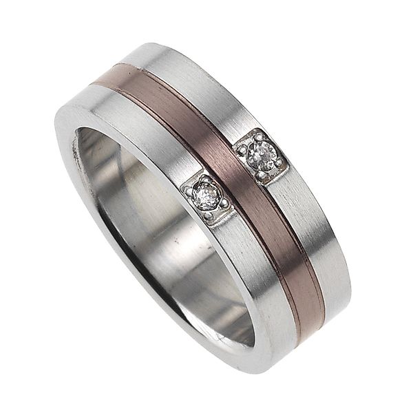 Zeeme Fingerring Edelstahl mehrfarbig Kristall weiß günstig online kaufen