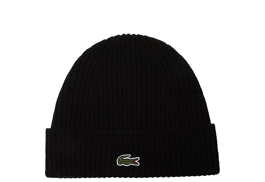 Lacoste Strickmütze Unisex Beanie - Mütze aus gerippter Wolle (black) günstig online kaufen