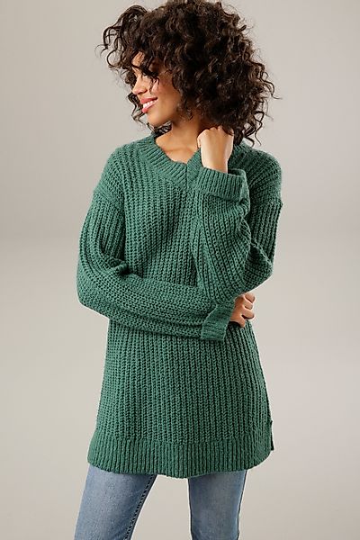 Aniston CASUAL Longpullover mit fixierten Umschlag günstig online kaufen