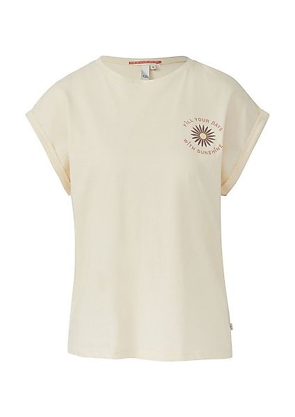 QS Kurzarmshirt T-Shirt Lockeres T- Shirt mit Ärmelaufschlag und Frontprint günstig online kaufen