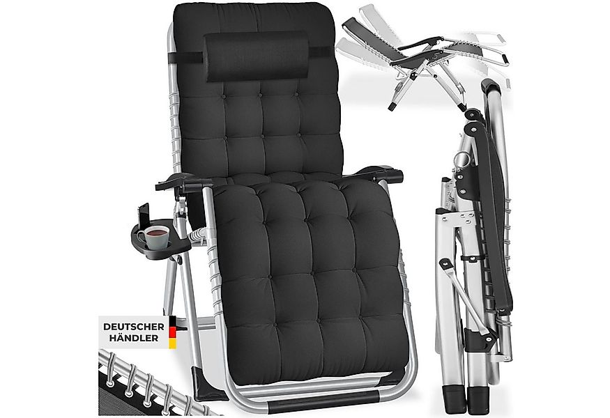 tectake Gartenstuhl Sonnenliege, klappbar, 84 x 168 x 82,5 cm, mit Ablageti günstig online kaufen