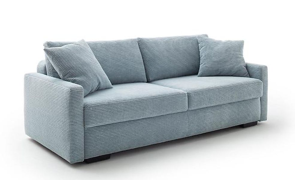 Schlafsofa inkl. Bettkasten und Topper Blau / Grau günstig online kaufen
