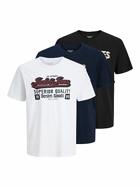 Jack & Jones Rundhalsshirt "JJELOGO TEE SS O-NECK 2 COL AW25 3PK MP", (Pack günstig online kaufen